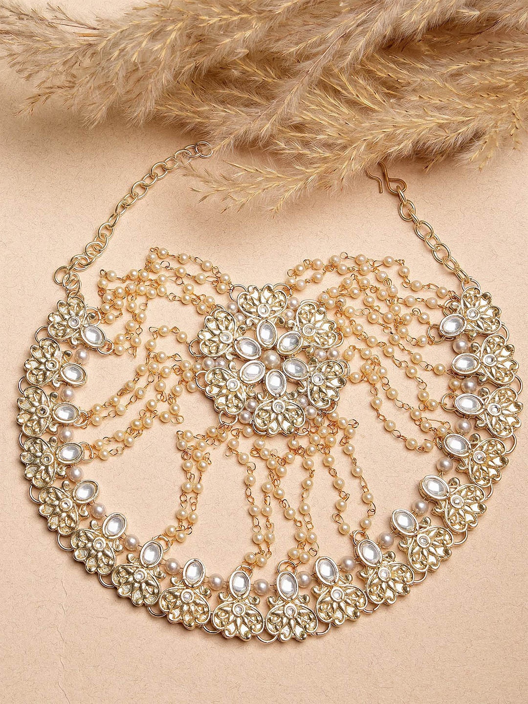 

KARATCART Gold-Plated Kundan Studded Bun Pin