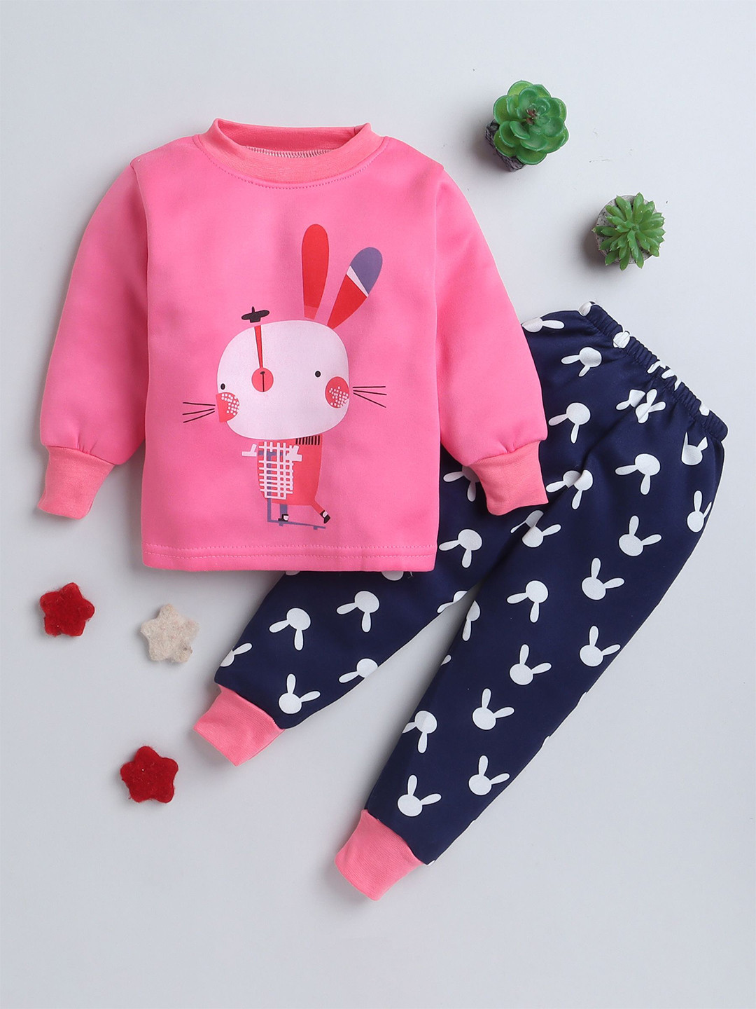 

BAESD Unisex Kids Round Neck Printed Sweatshirt with Joggers, Pink