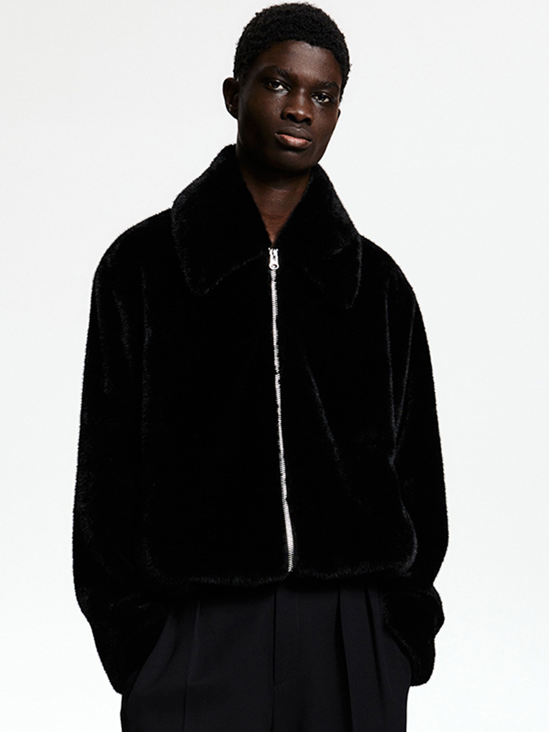 

H&M Loose-Fit Fluffy Jacket, Black