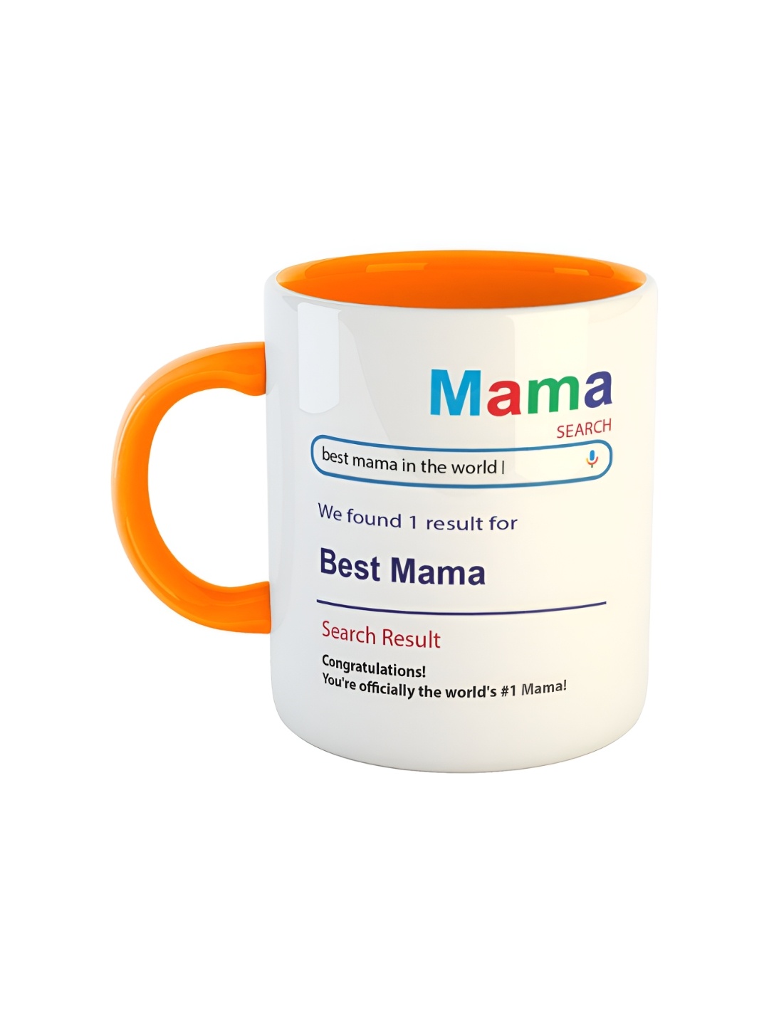 

ARTBUG White & Orange-Coloured Best Mama Printed Glossy Ceramic Coffee Mug 330 ML