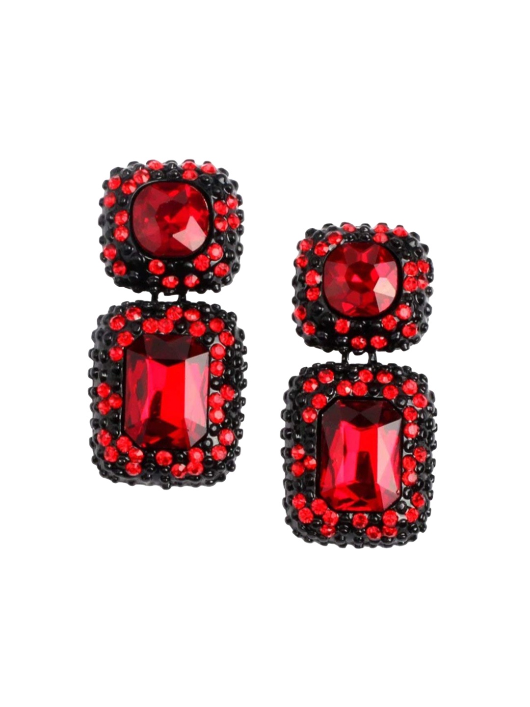 

YouBella Contemporary Half Hoop Earrings, Red