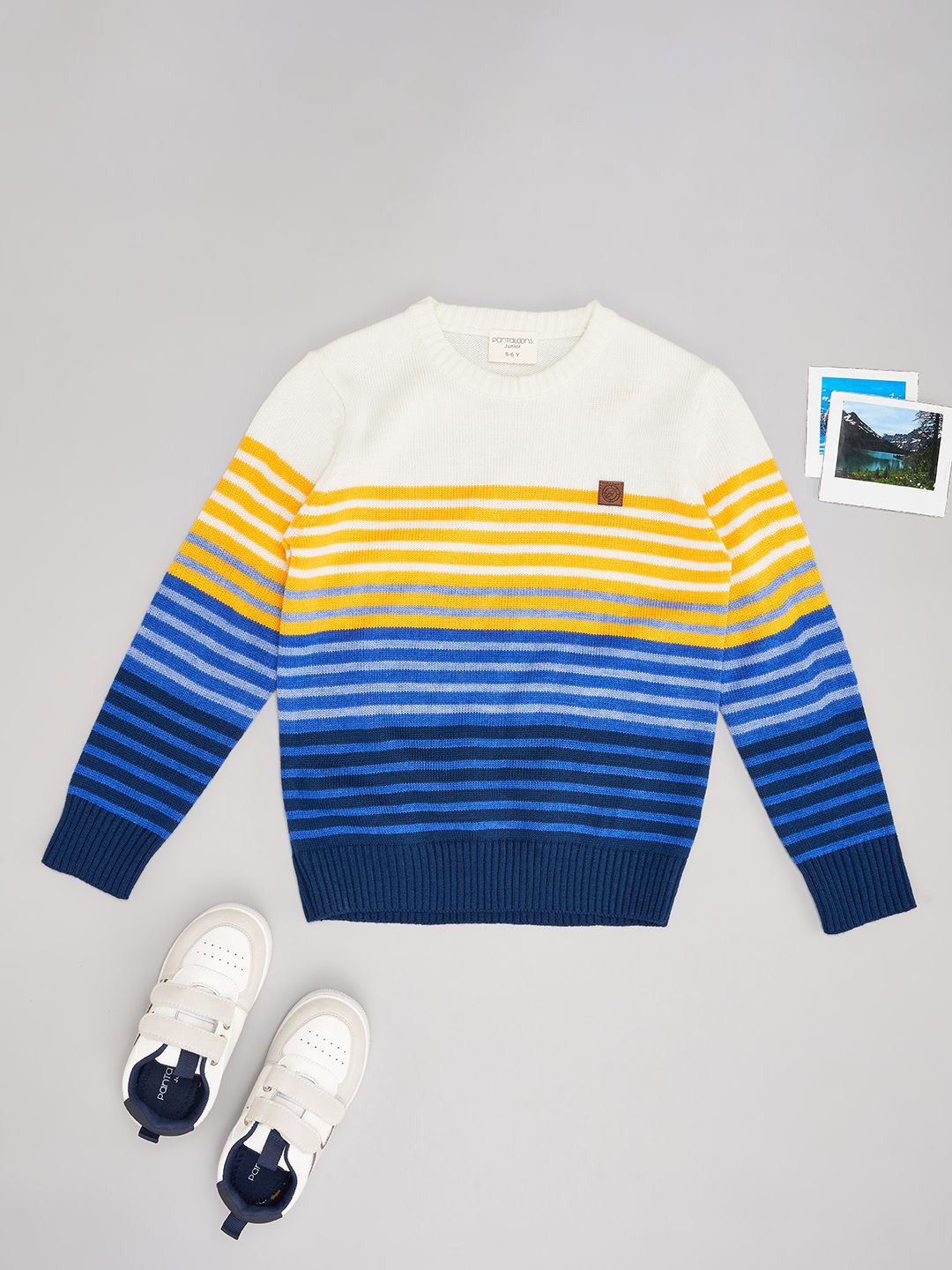 

Pantaloons Junior Boys Striped Casual Pullover, White