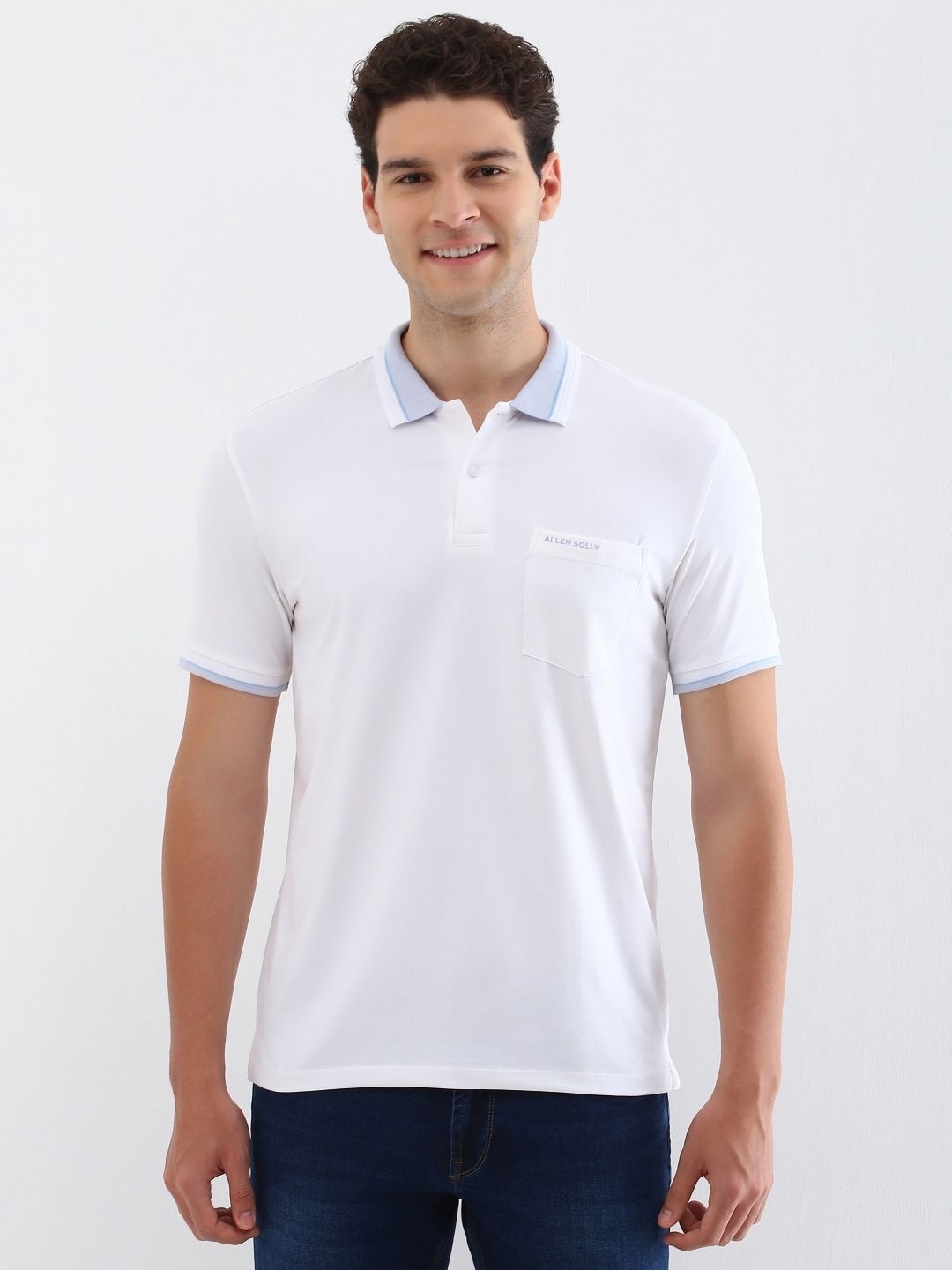 

Allen Solly Men Solid Polo Collar Cotton T-shirt, White