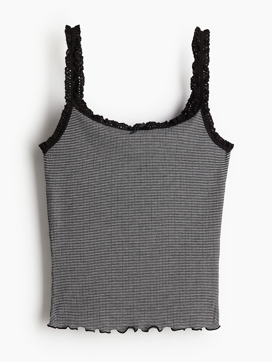 

H&M Women Lace-Trimmed Jersey Strappy Top, Black