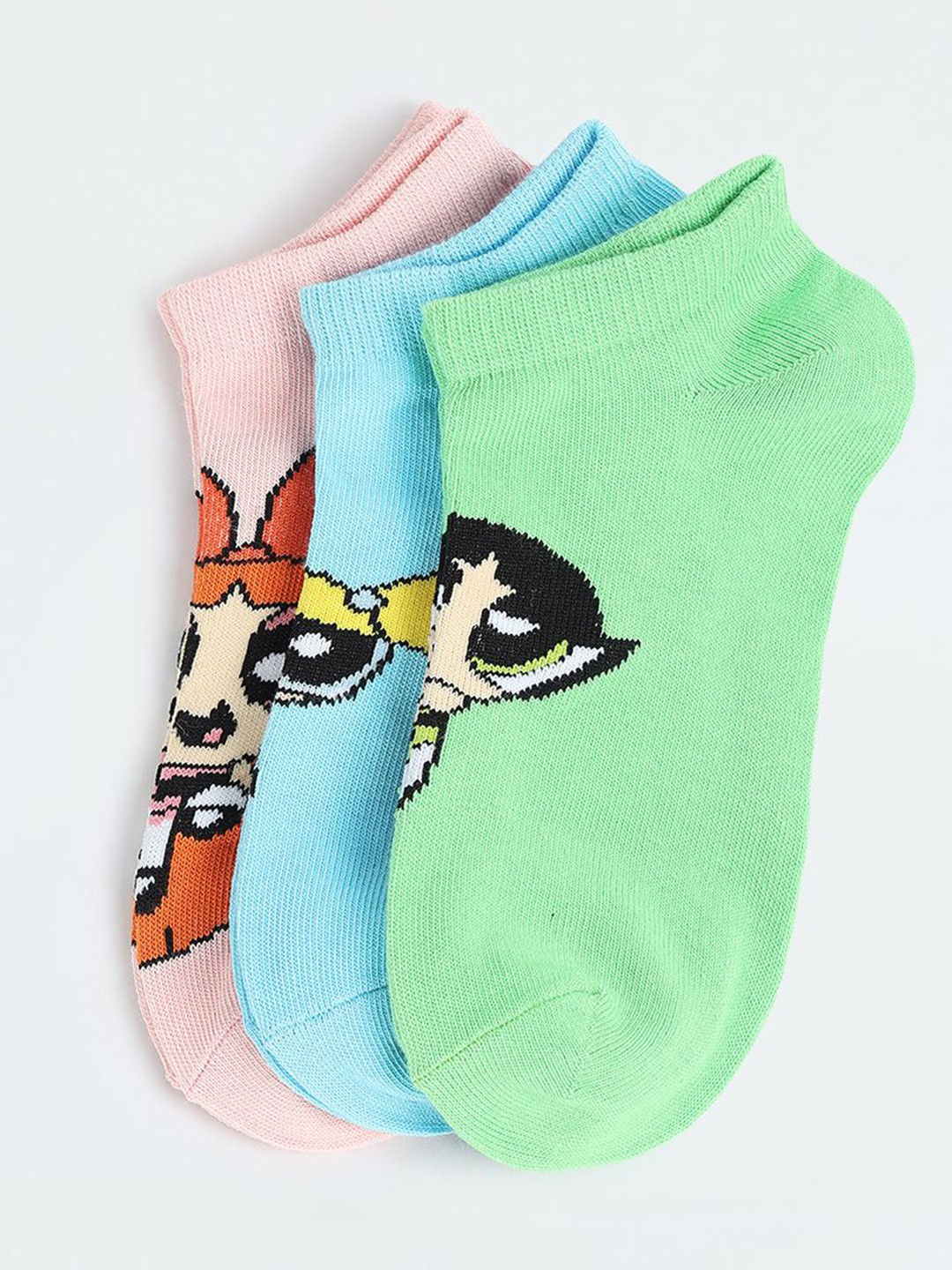 

max Girls Pack Of 3 Patterned Ankle-Length Socks, Green