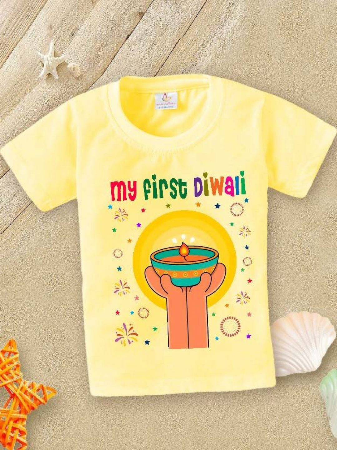 

Babywish Unisex Kids Graphic Printed Round Neck Cotton T-shirt, Yellow