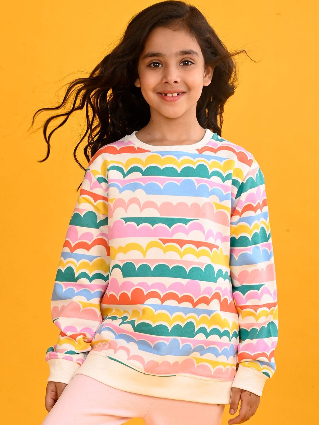 

Anthrilo Girls Printed Pullover Sweatshirt, Off white