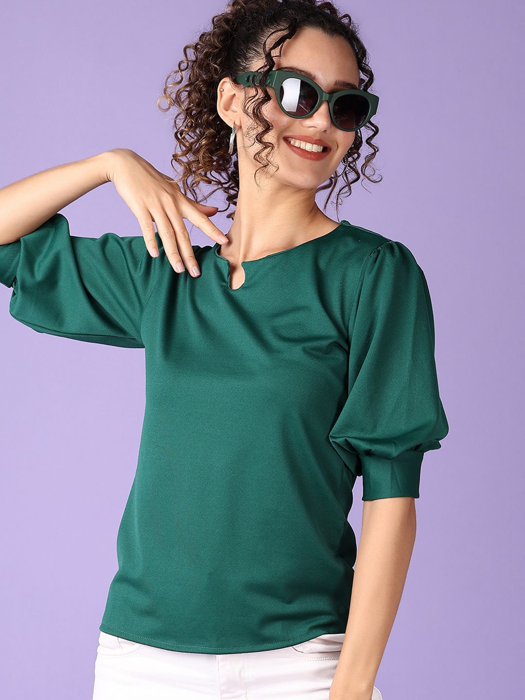

V-Mart Women Round Neck Puff Sleeve Top, Multi
