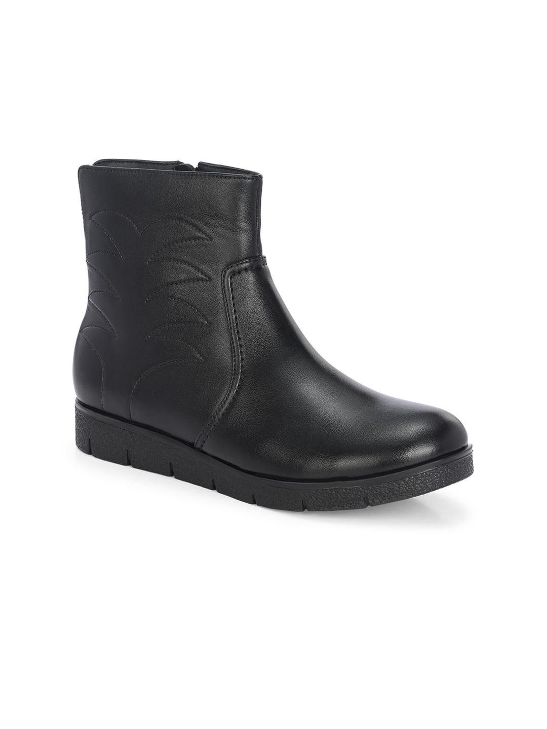 

GARDIN Women Stacked Heel Ankle Round Toe Boots, Black