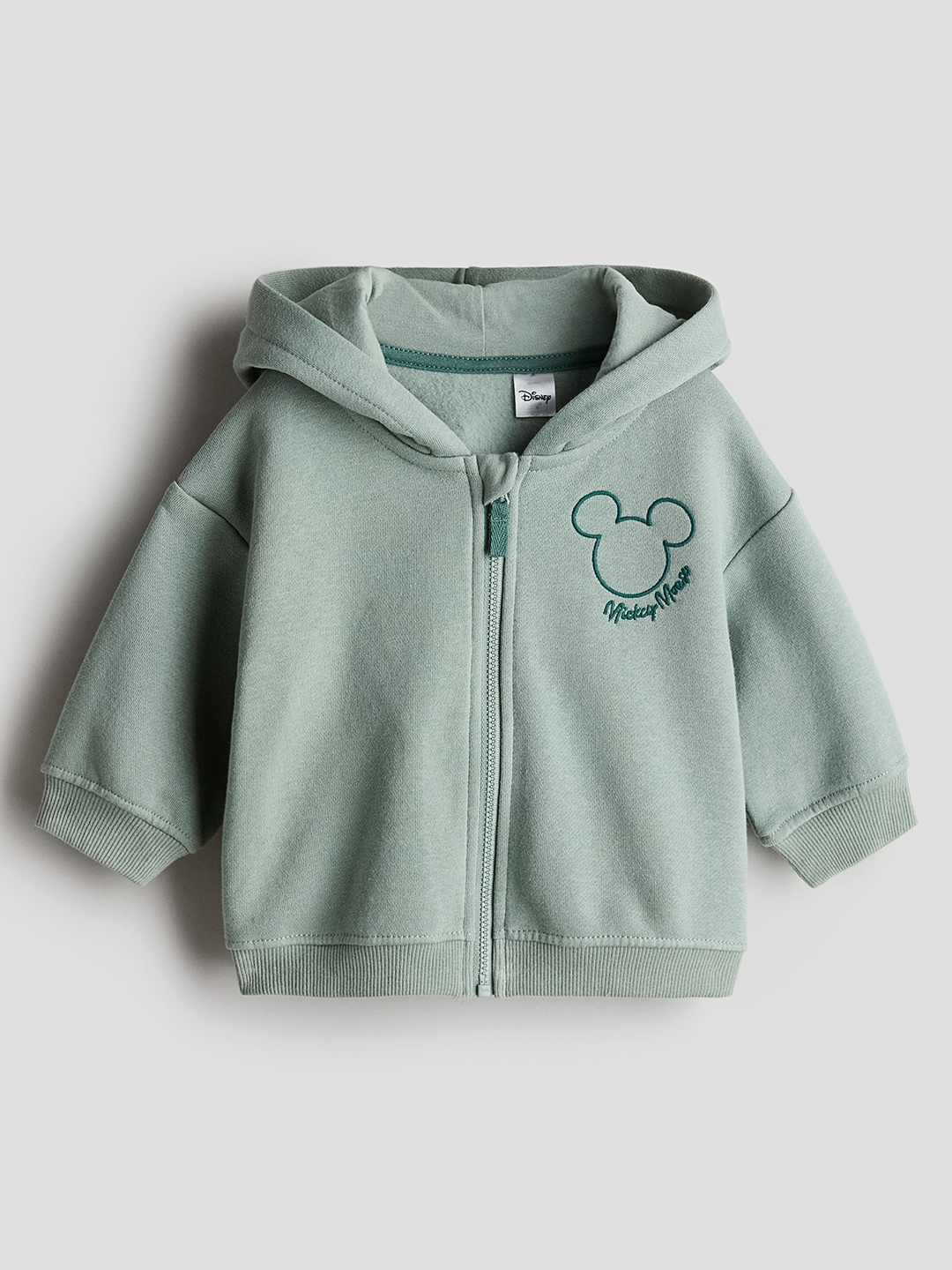 

H&M Girls Embroidered-Motif Zip-Through Hoodie, Green