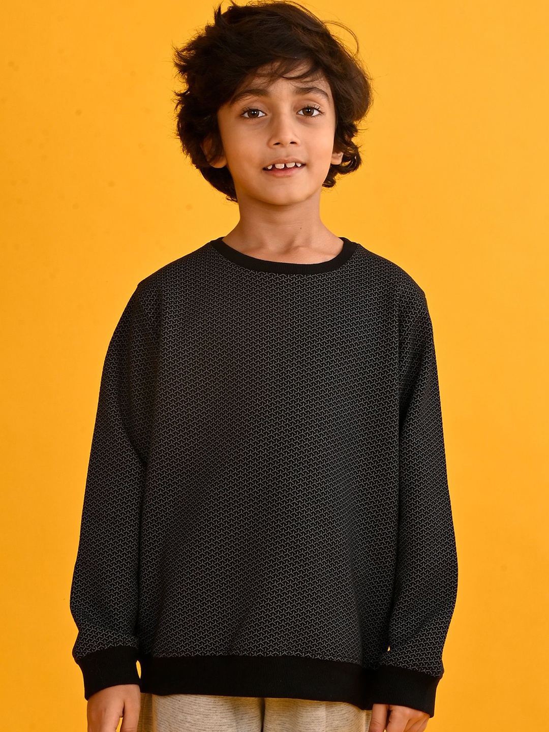 

Anthrilo Boys Abstract Printed Winter Sweatshirt, Black