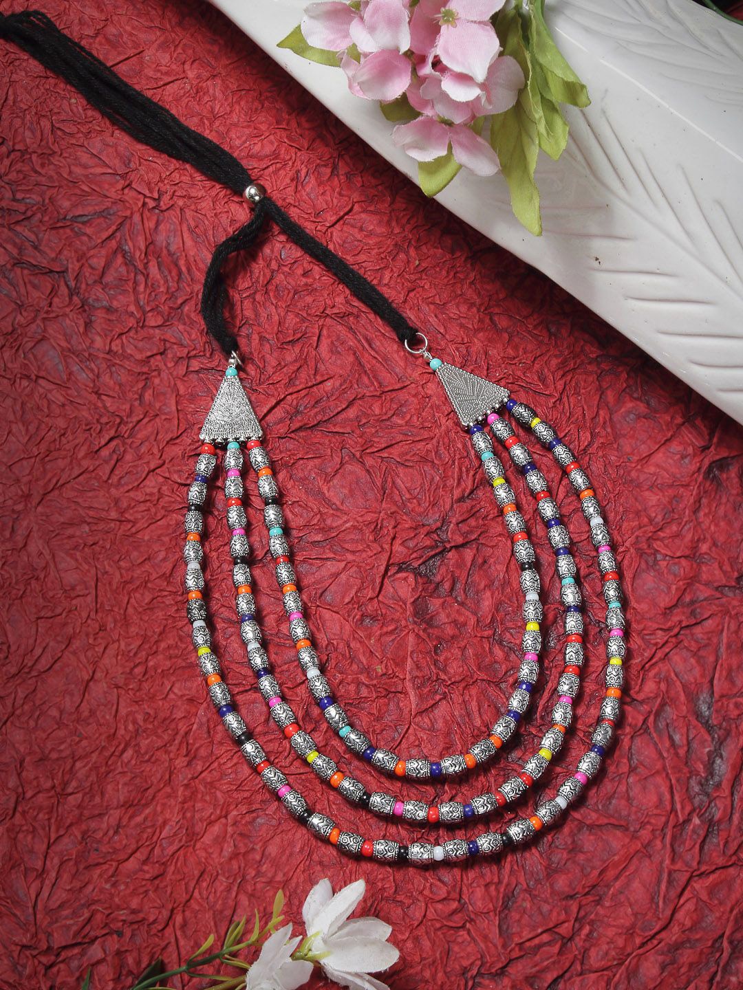 

YouBella Silver-Plated Artificial Beads Beaded Necklace