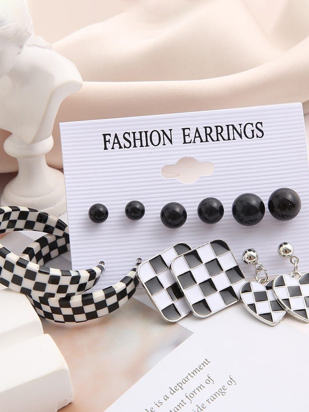 

YU FASHIONS Pack Of 12 Silver Plated Contemporary Drop Earrings