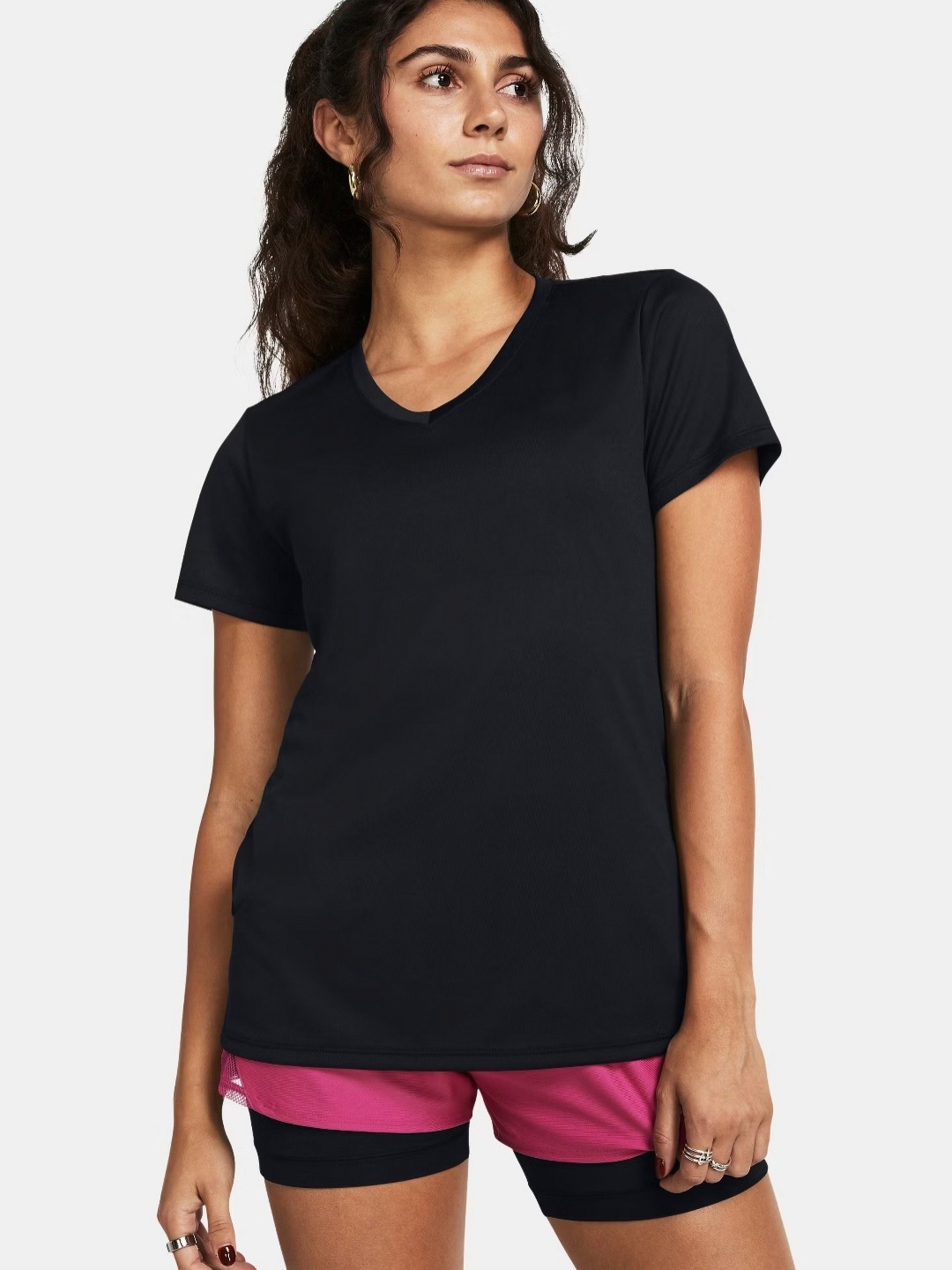 

appulse Women Solid V-Neck Cotton T-shirt, Black