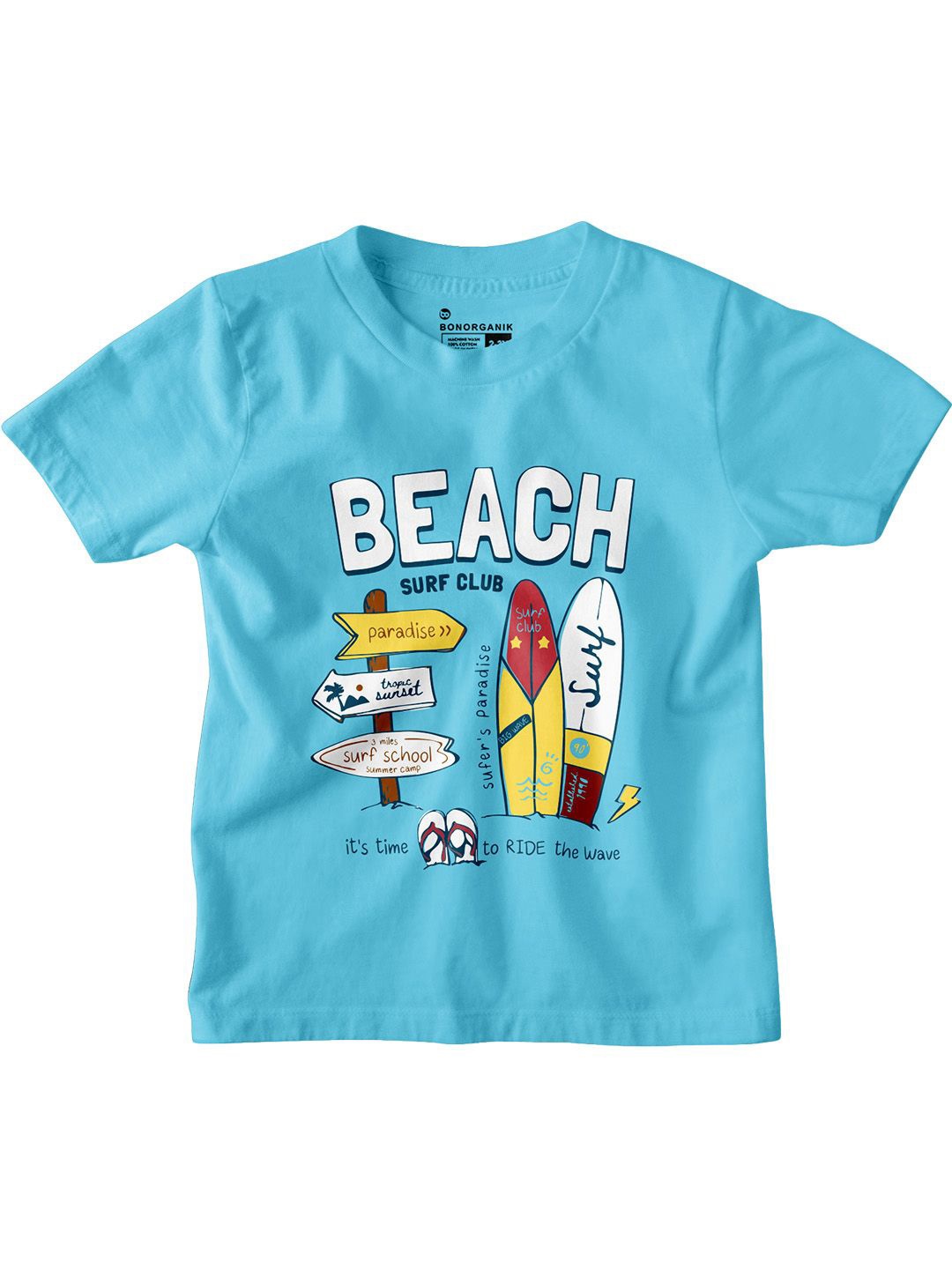 

BonOrganik Boys Graphic Printed Round Neck Cotton T-shirt, Blue