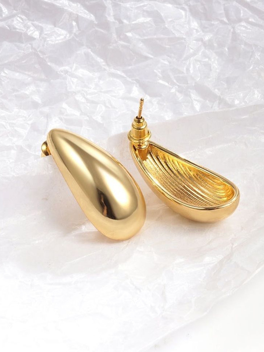 

MYKI Stainless Steel Gold-Plated Teardrop Shaped Studs