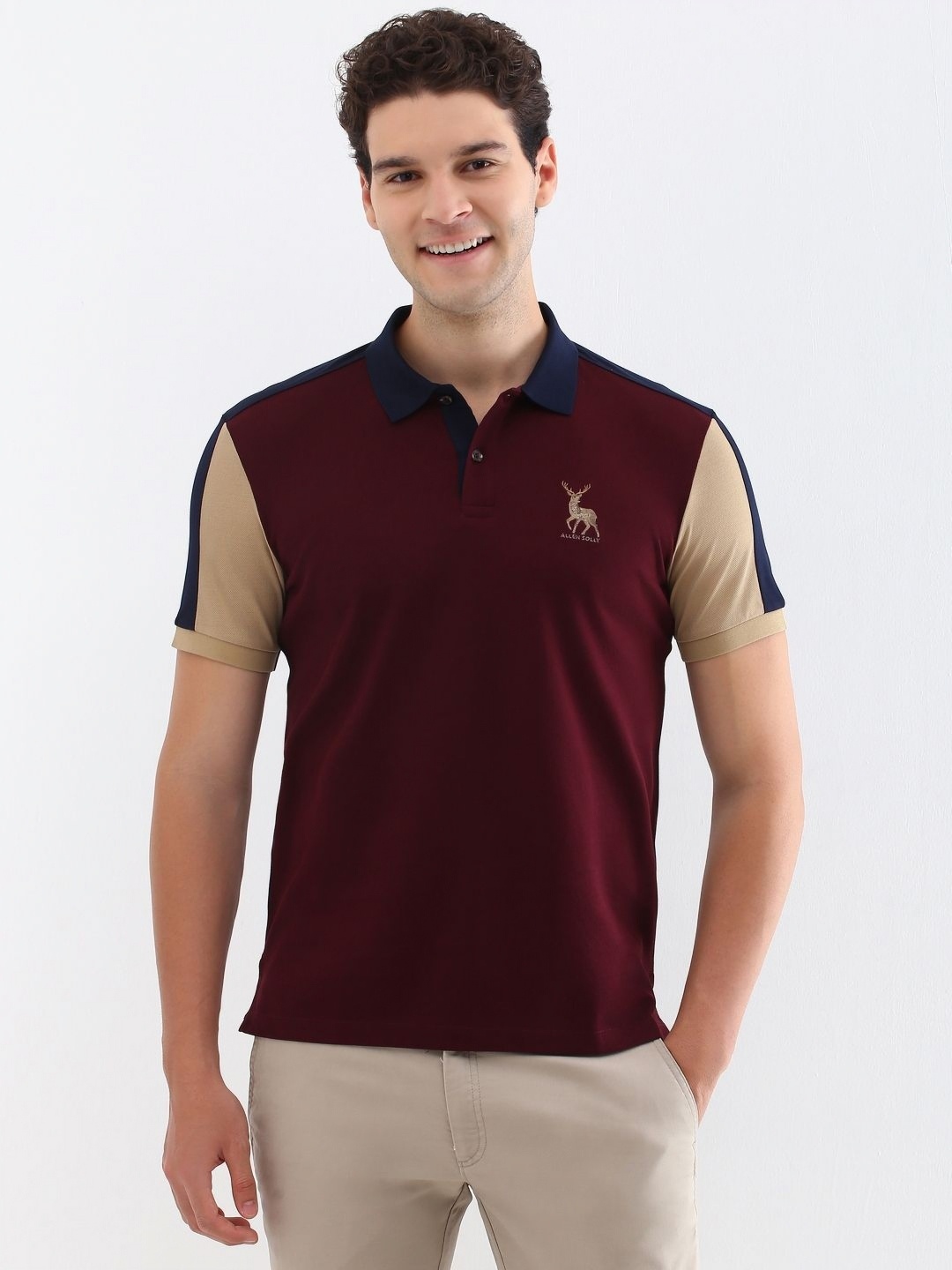 

Allen Solly Men Solid Polo Collar Cotton T-shirt, Maroon