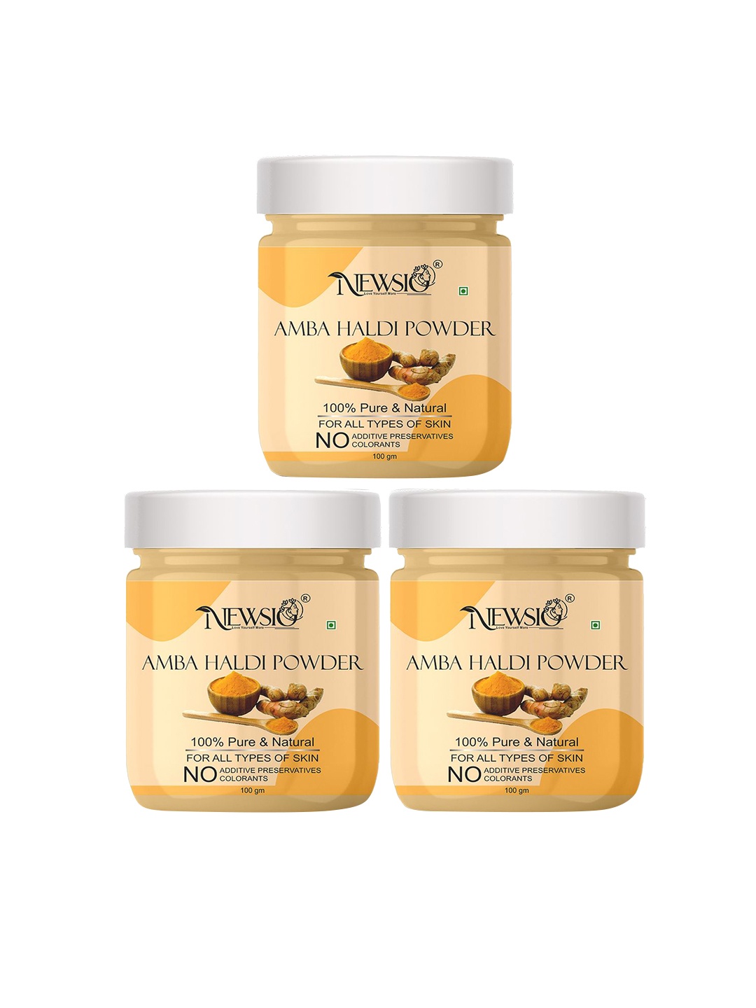 

Newsio Set Of 3 100% Pure & Natural Amba Haldi Powder For Fairness - 100 g Each, Yellow