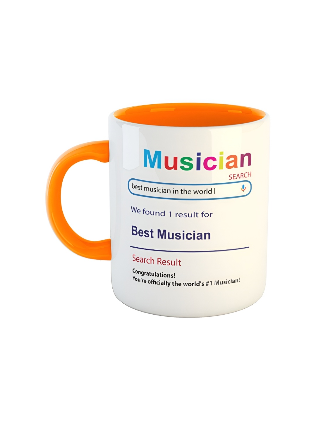 

ARTBUG White & Orange-Coloured Best Musician Printed Glossy Ceramic Coffee Mug 330 ML