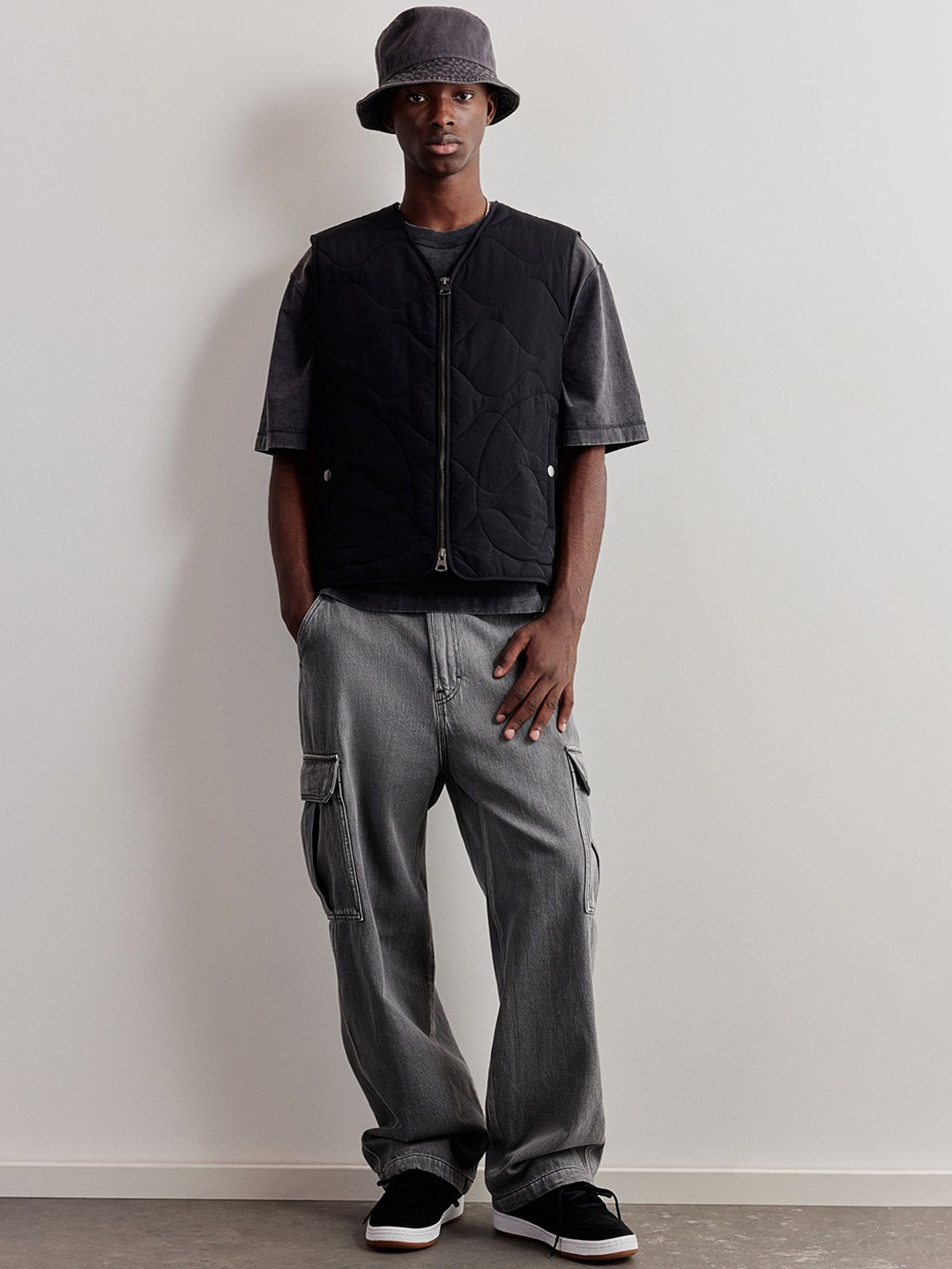 

H&M Baggy Cargo Jeans, Grey