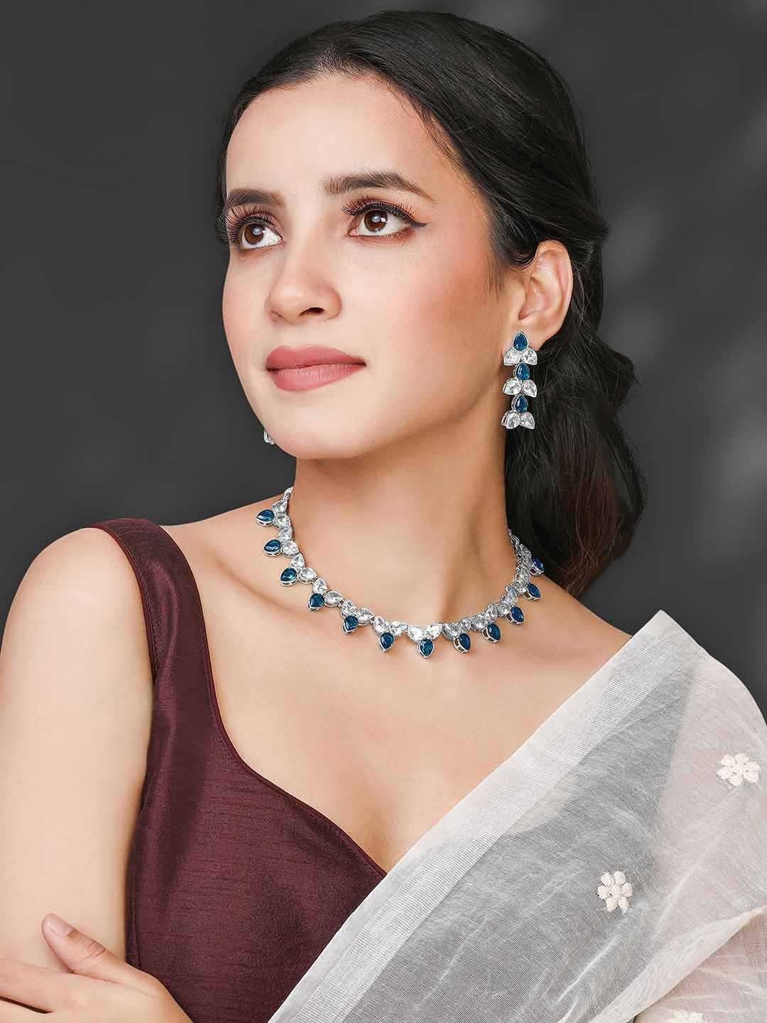 

Peora Silver-Plated CZ-Studded Necklace and Earrings