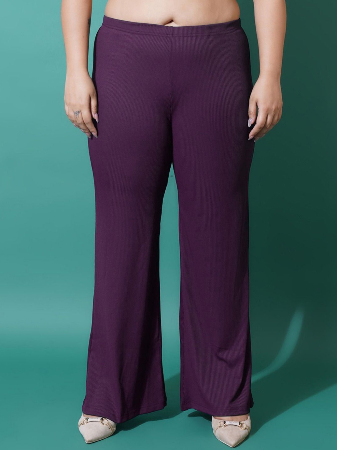 

U&F Beyond Women Plus Size Original Flared Fit Wide Leg Trouser, Purple