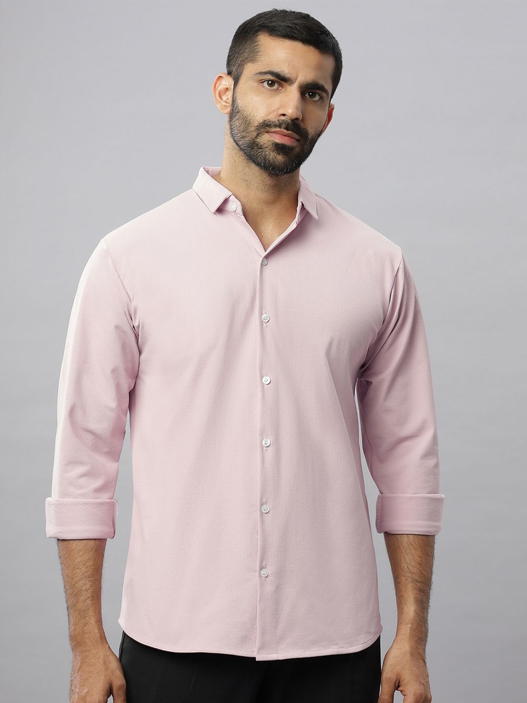 

N AND J Men Relaxed Opaque Casual Shirt, Pink