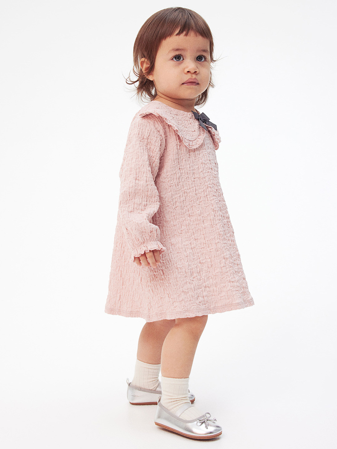 

H&M Girls Crinkled Jersey Dress, Pink
