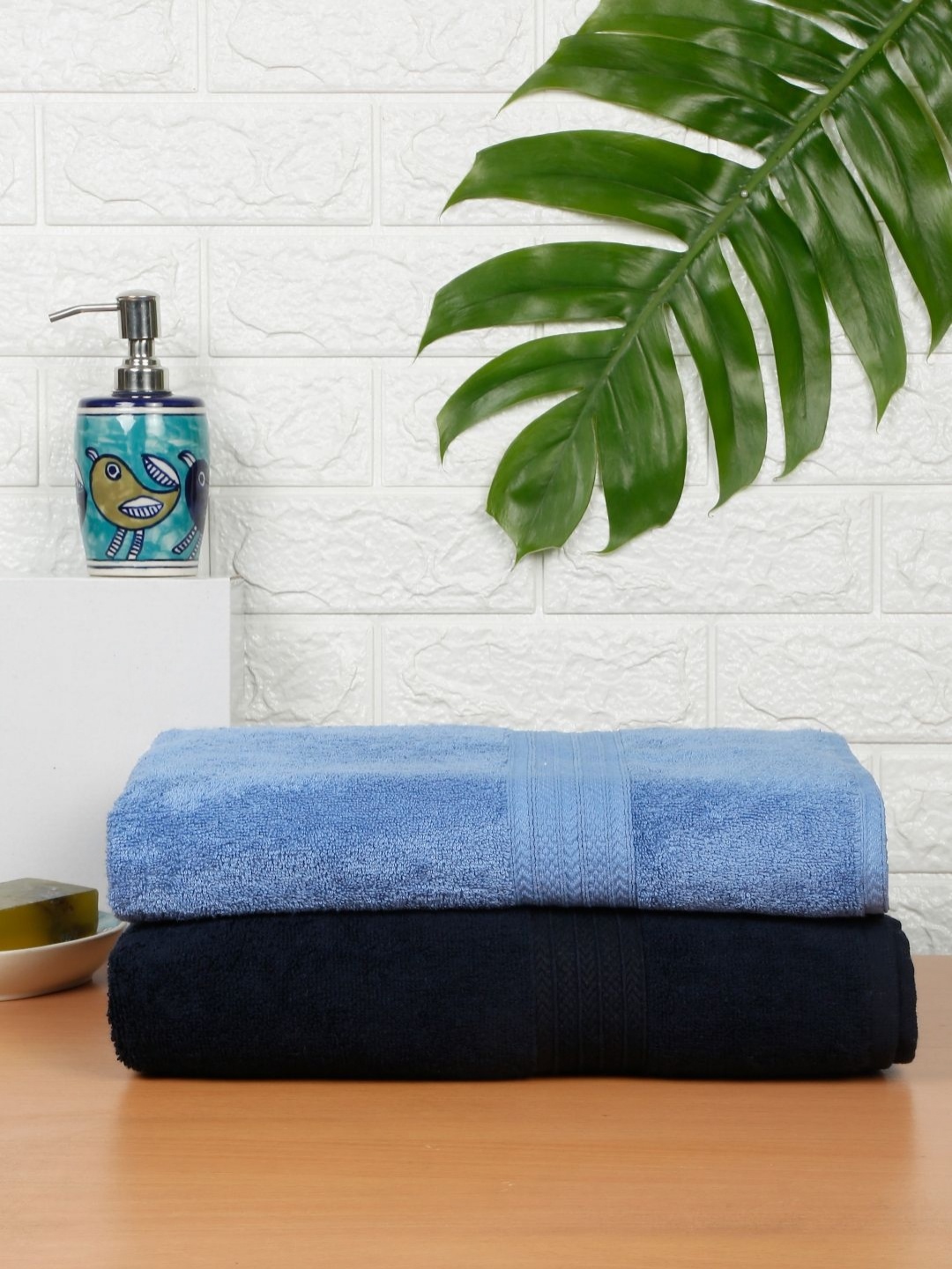 

Creeva Navy Blue 2 Pieces Cotton 550 GSM Bath Towel