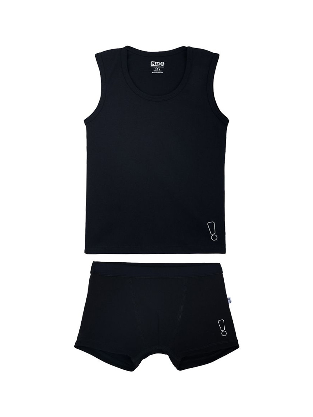 

You Got Plan B Boys Cotton Scoop Neck Undershirt Vest With Trunks TV-Black: 4-6-Black
