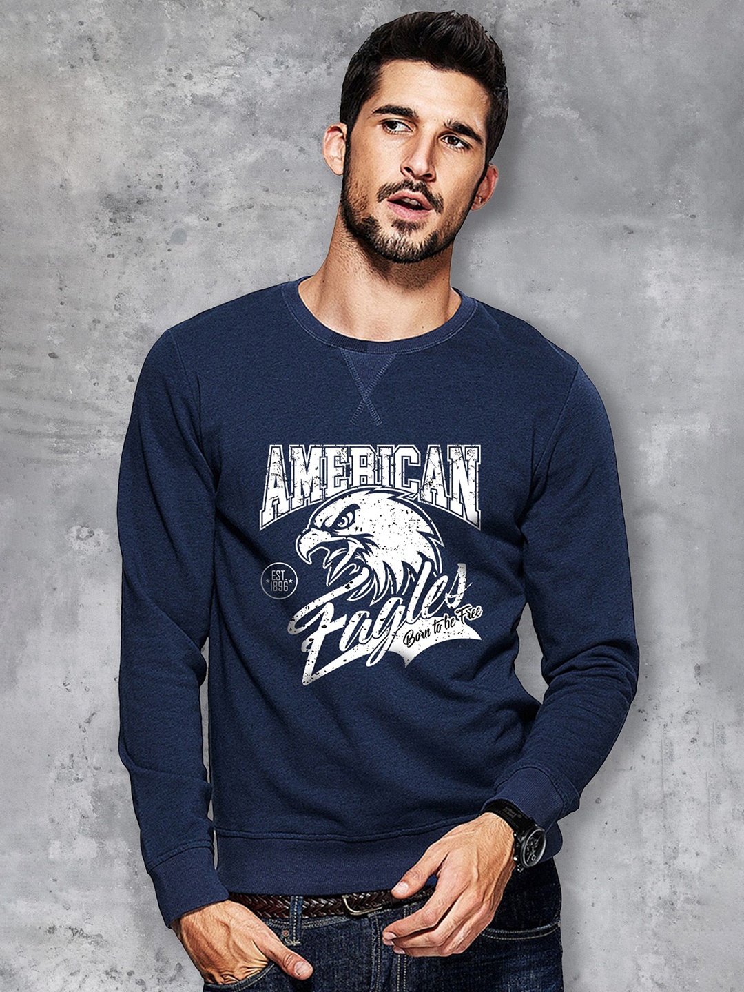 

fanideaz Men Graphic Printed Full Sleeve Sweatshirt, Blue