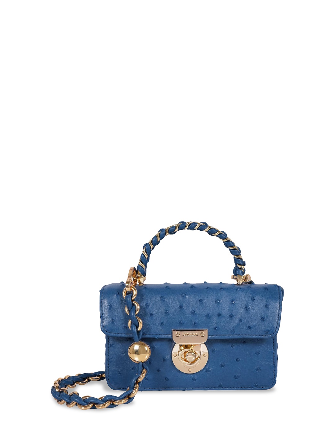 

Hidesign Women Textured Structured Leather Handheld Bag, Blue