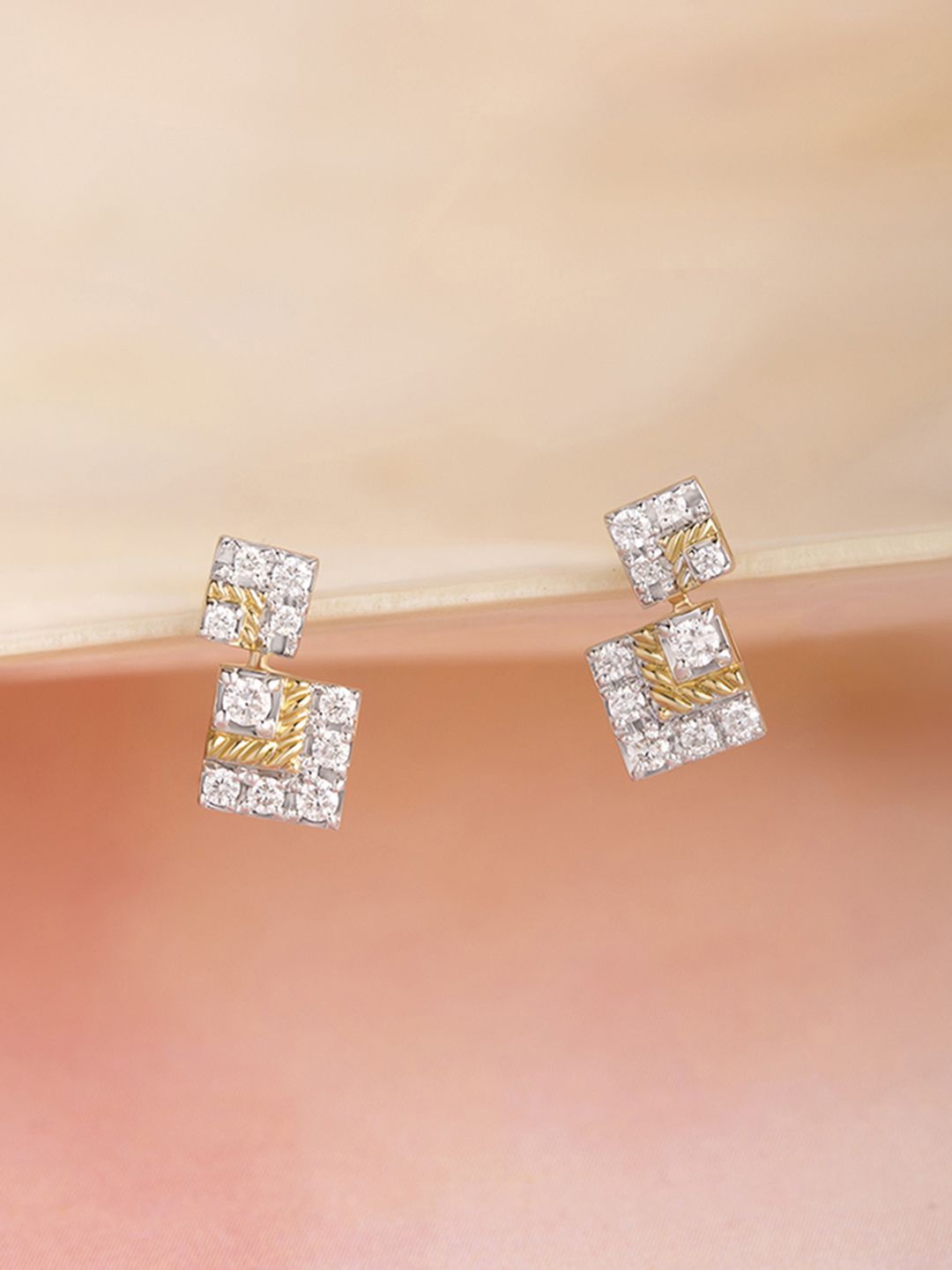 

Mia by Tanishq Women 18Kt Twilight Square Gold & Diamond Stud Earrings- 1.18g, Yellow