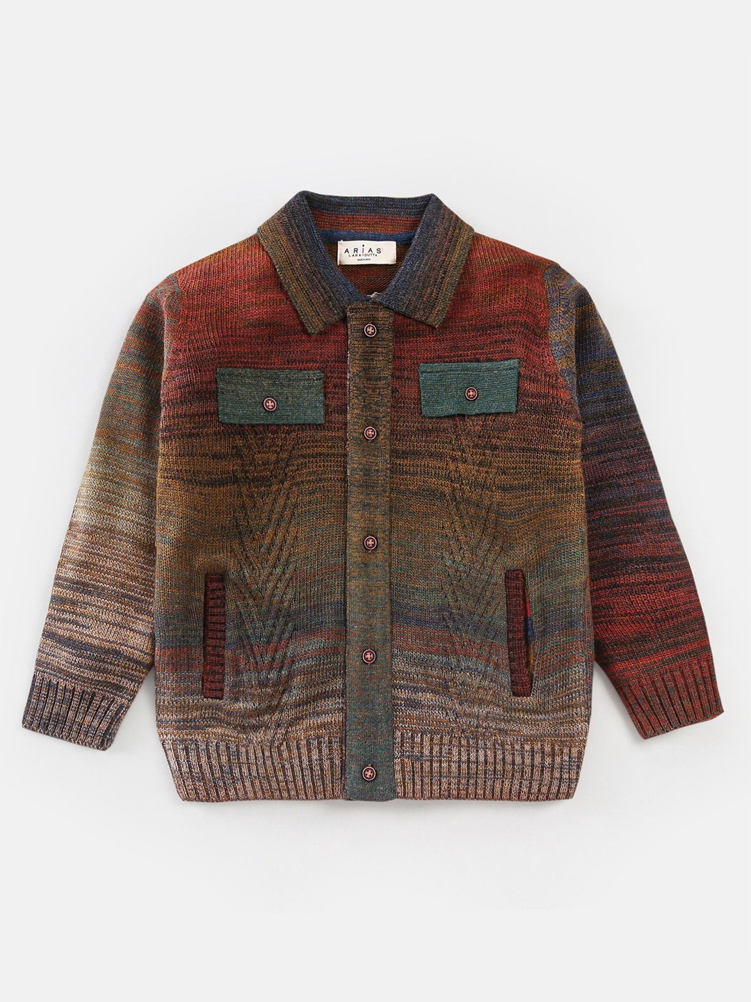 

ARIAS By LARA DUTTA Boys Color Gradient Acrylic Winter Cardigan, Brown