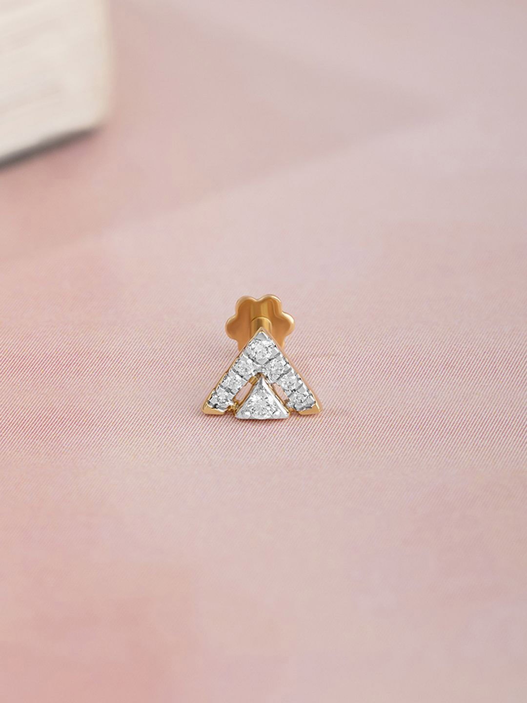 

Mia by Tanishq Women 14KT Glimmering Summit Gold & Diamond Nose Pin- 0.58g