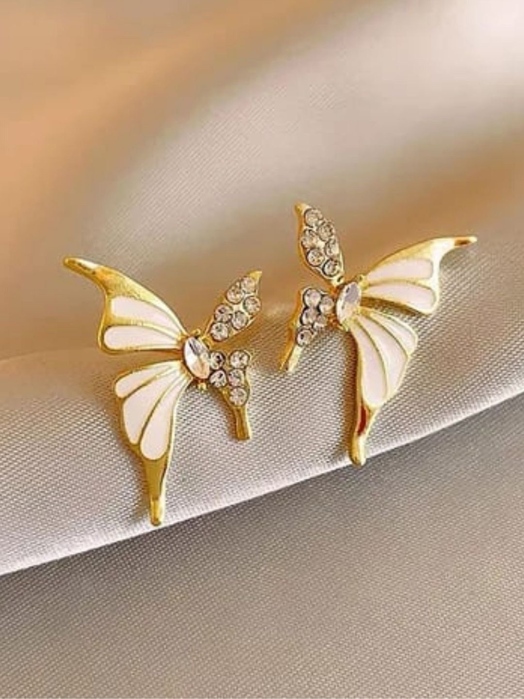 

CareDone Gold-Plated Butterfly Shaped Rhinestone Stone Studded Studs