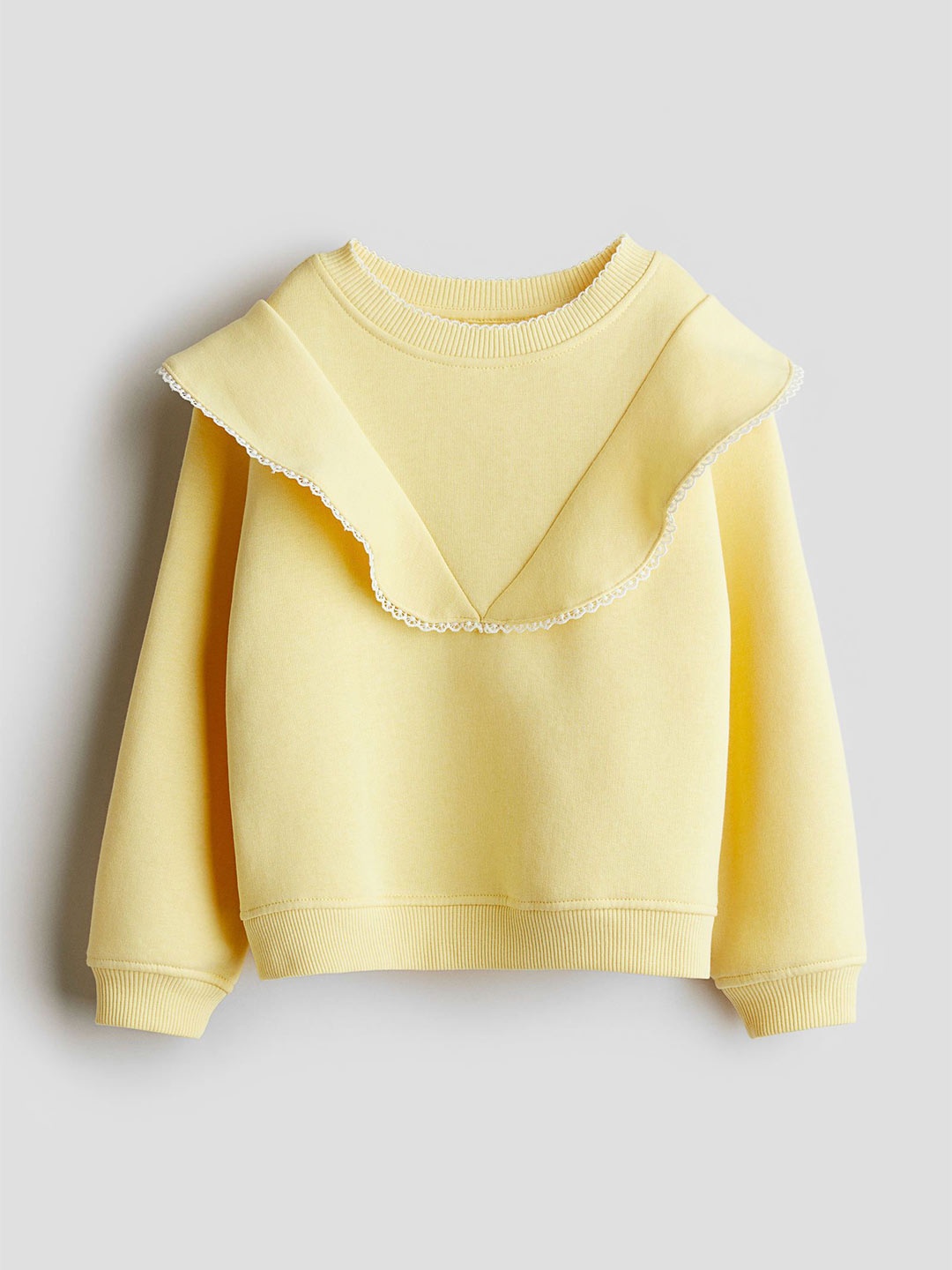 

H&M Girls Flounce-Trimmed Sweatshirt, Yellow