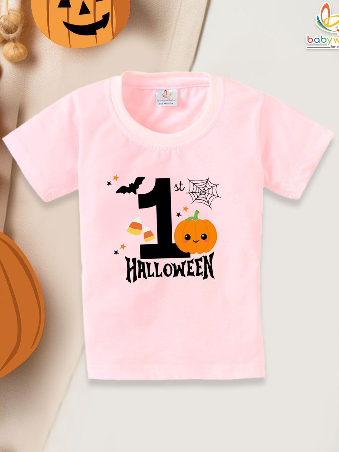

Babywish Unisex Kids Typography Printed Round Neck Cotton T-shirt, Pink