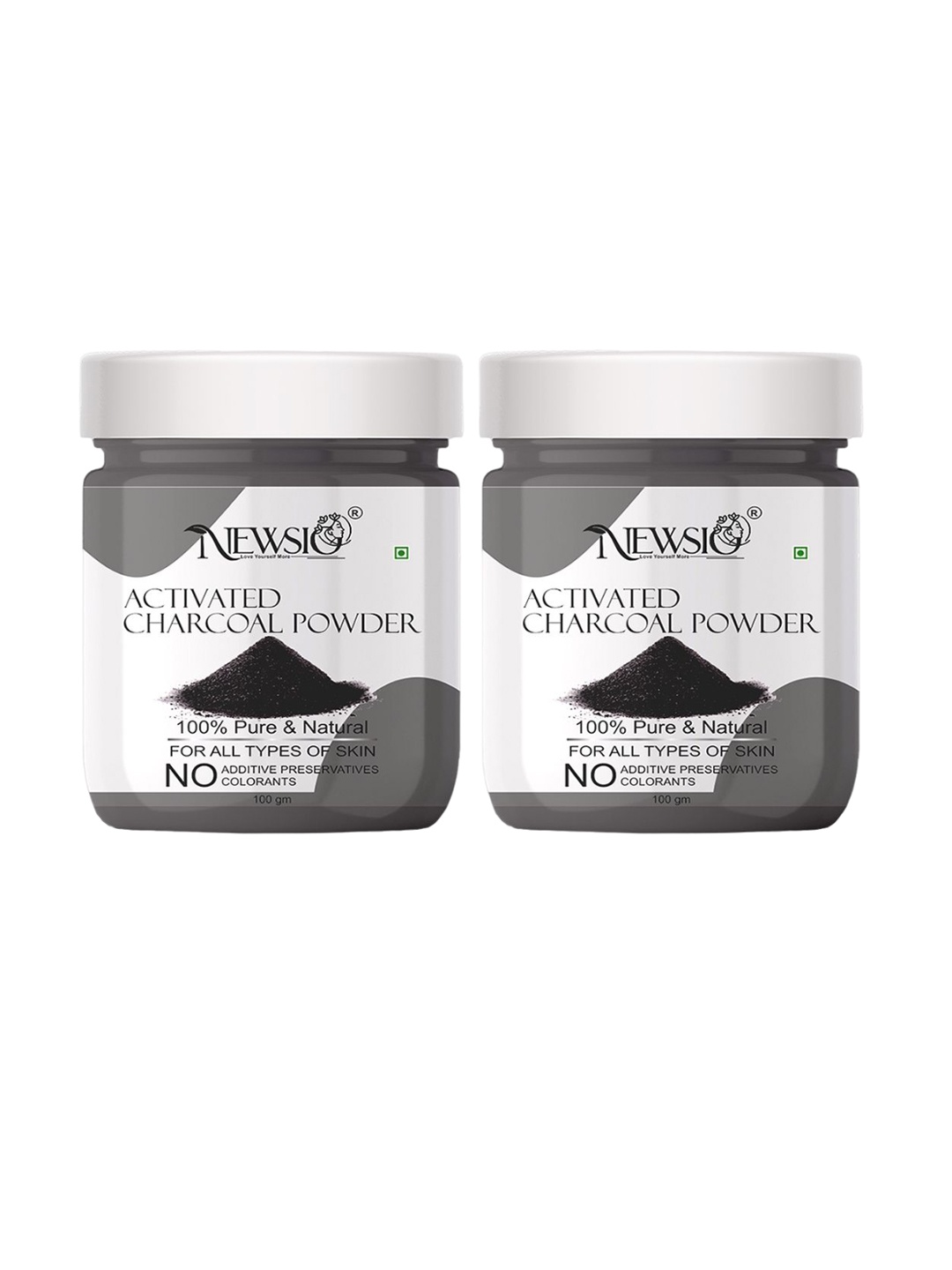 

Newsio Set Of 2 Pure & Natural Activated Charcoal Powder For Skin - 100g Each, Grey