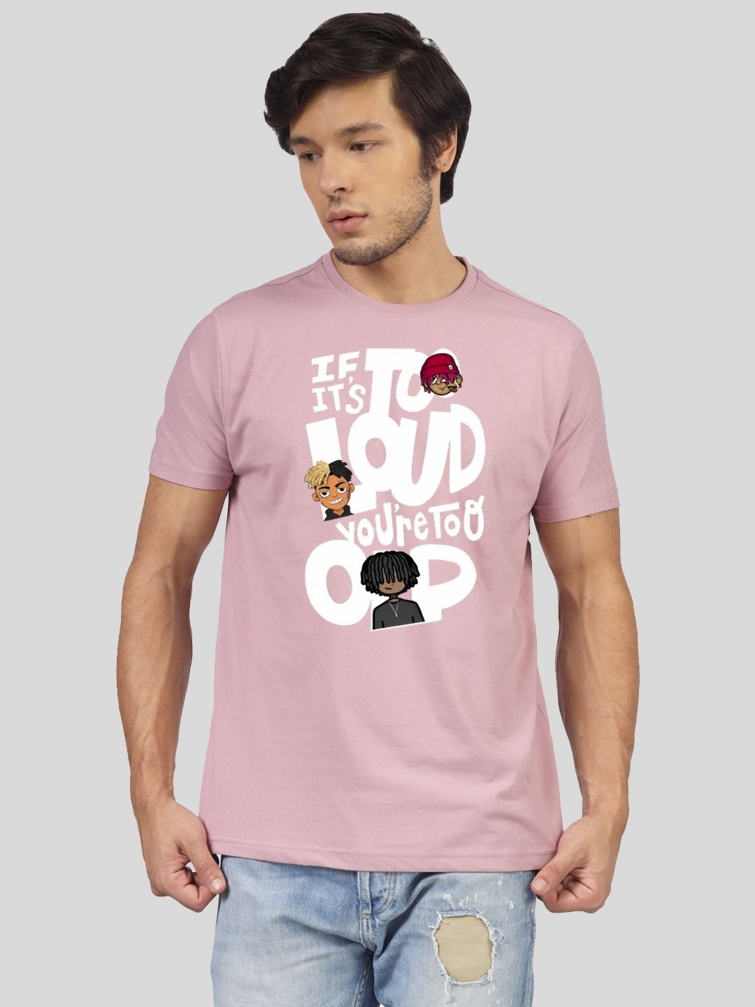 

Greylongg Men Graphic Printed Round Neck T-shirt, Peach