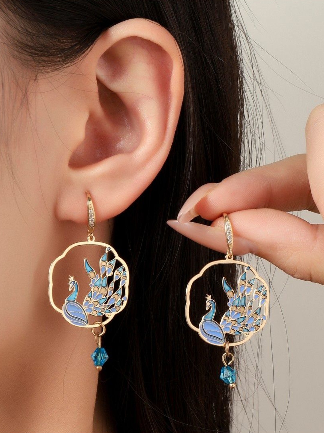 

SALTY Majestic Peacock Shaped Drop Earrings, Gold