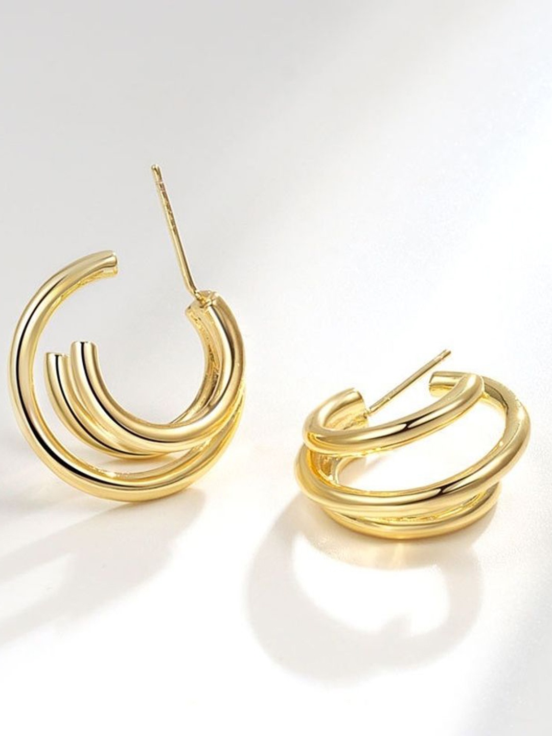 

MYKI Stainless Steel Gold-Plated Contemporary Hoop Earrings
