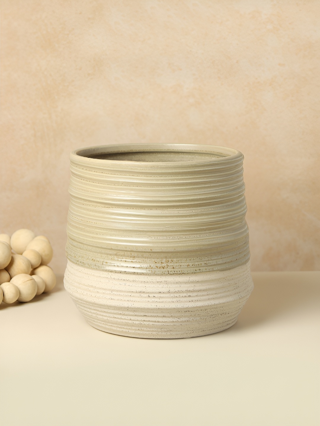 

HABERE INDIA Brown Textured Ceramic Flower Vase