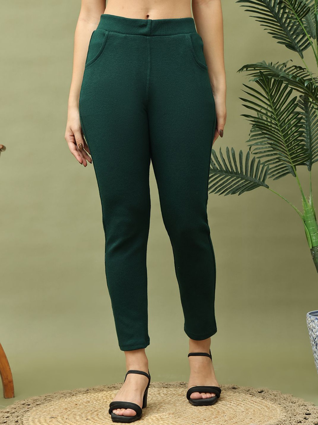 

TAG 7 Women Mid-Rise Ankle-Length Leggings, Green