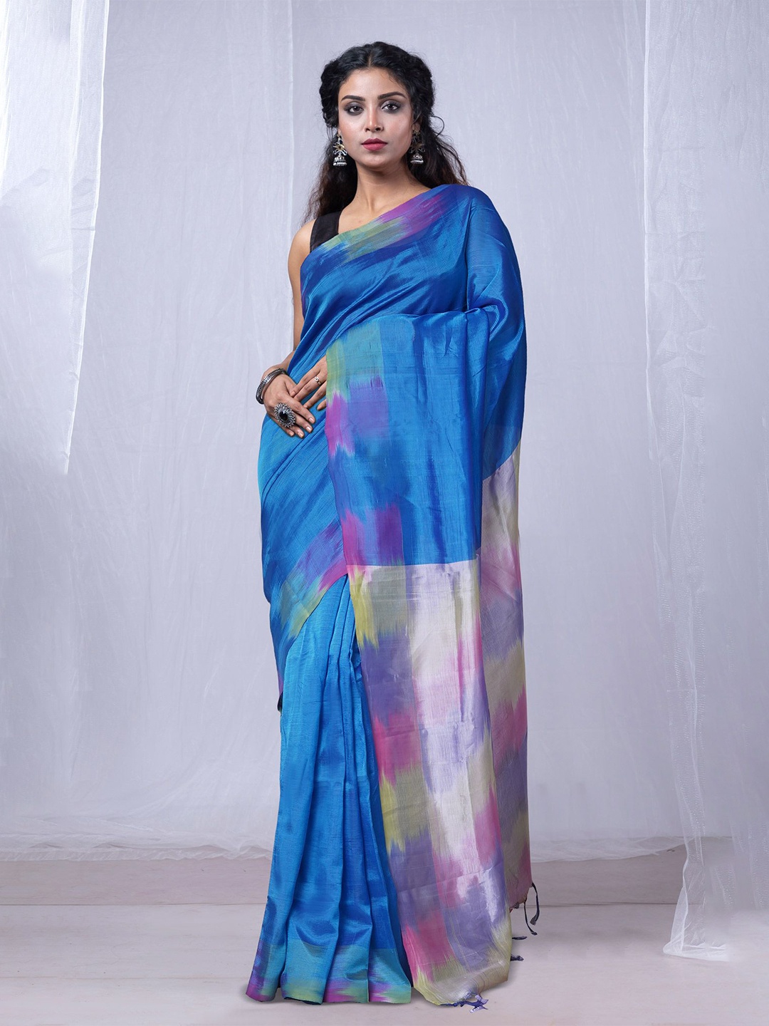 

Unnati Silks Tie and Dye Mangalagiri Saree, Blue