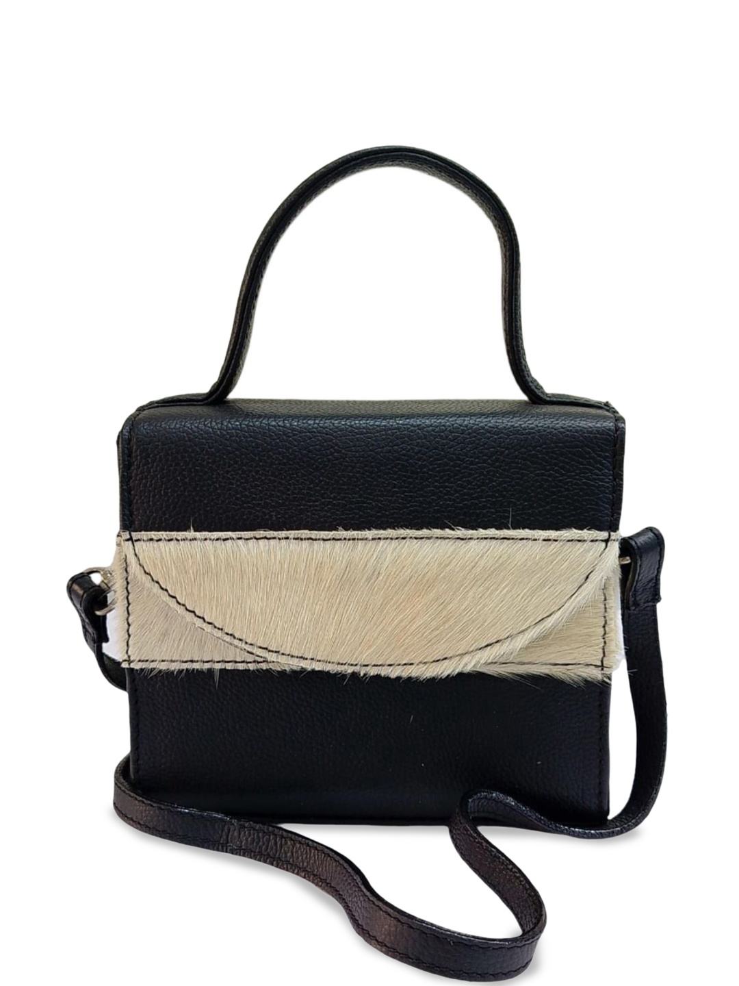 

PERKED Women Textured Solid Structured Leather HAndheld Bag, Black