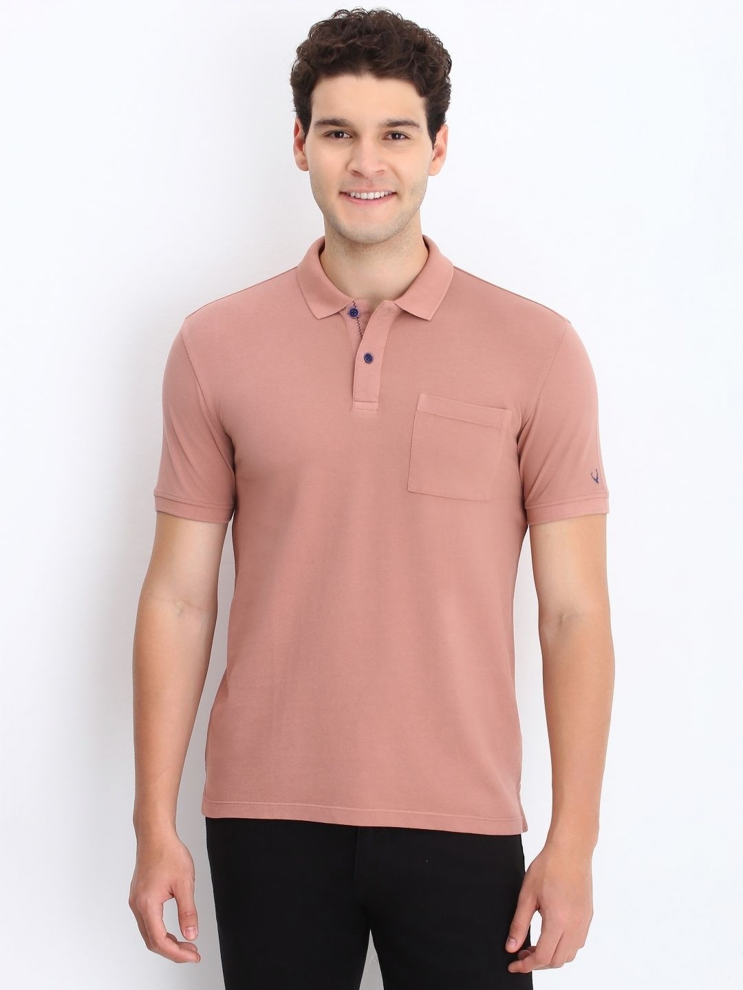 

Allen Solly Men Solid Polo Collar Cotton T-shirt, Peach