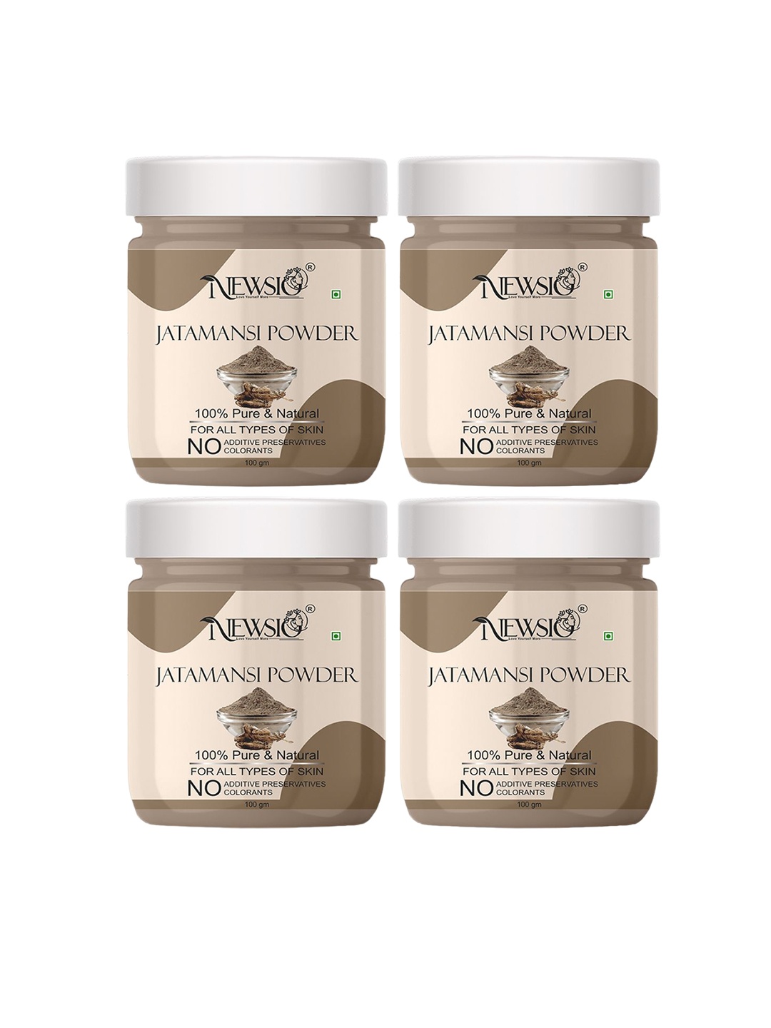 

Newsio Set of 4 100% Pure & Natural Jatamansi Powder for Hair Growth - 100 g each, Beige