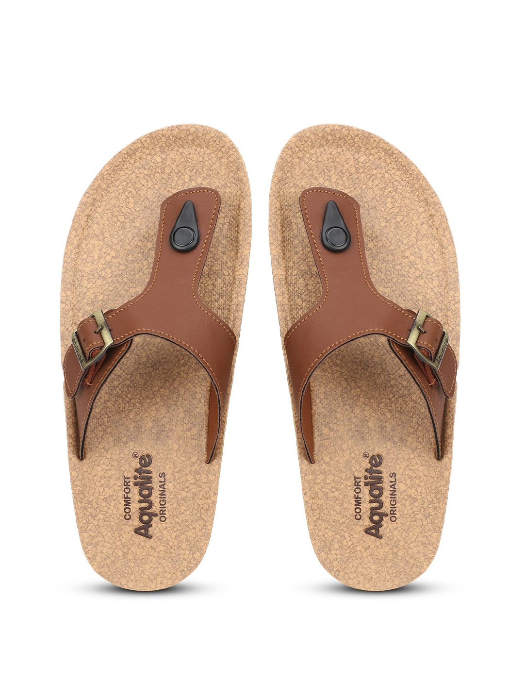 

Aqualite Men Thong Buckle Strap Flip-Flops, Tan