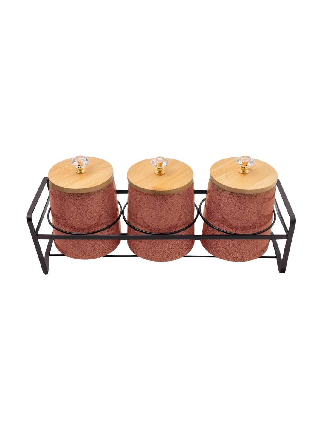 

The Better Home Red & Black 3 Pieces Ceramic Core Container With Stand 650 ml